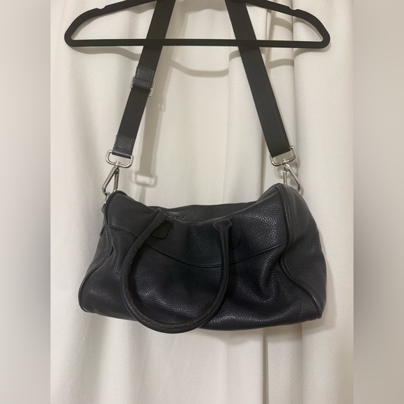 Armani Collezioni Black Pebbled Leather Satchel Shoulder...